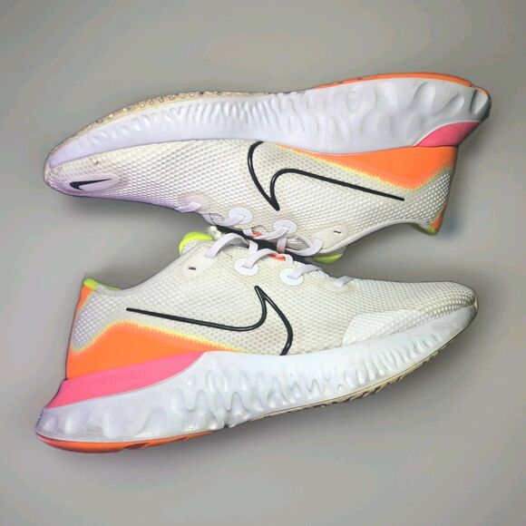 Nike Renew Run Men’s Running Shoes White Orange Volt CK6357-100 Size 11.5 - Picture 1 of 8
